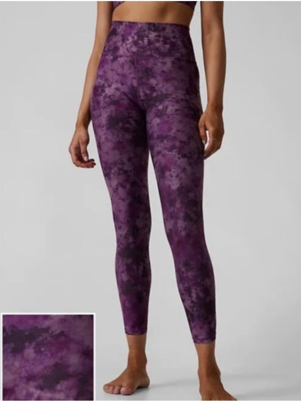 Athleta Salutation Stash Pocket ii Printed 7/8 Tight Purple Tie-Dye Leggings